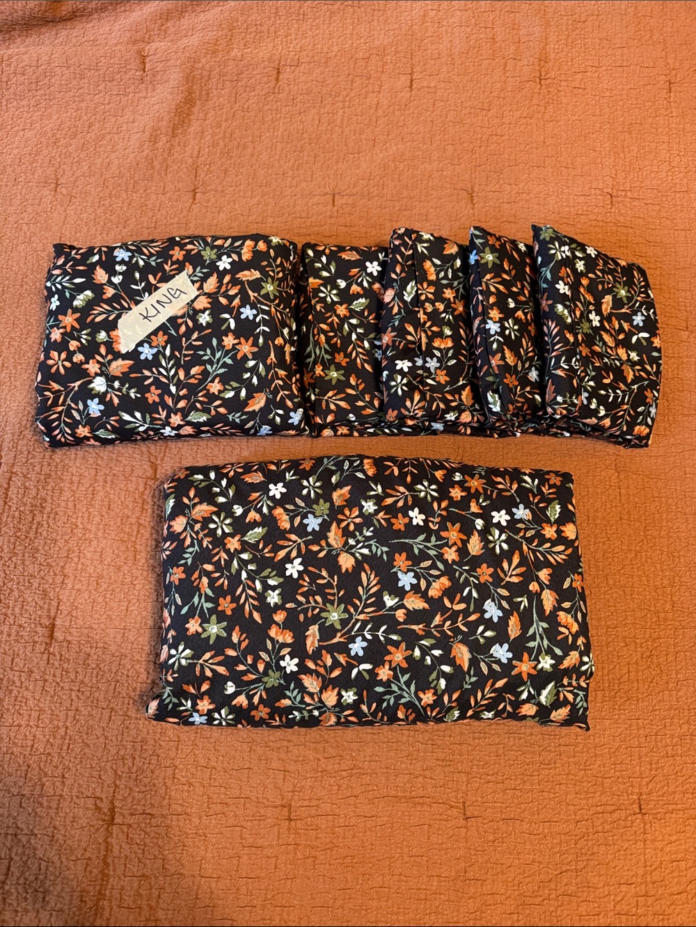 Charisma Black Floral Sheet Set with Orange and Green Accents